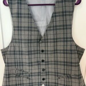 John Varvatos Charcoal Checkered Vest